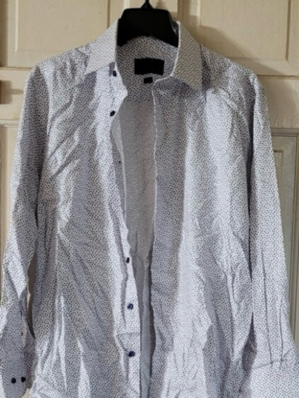 Daniel Hechter White Dress Shirt with Blue & Burgundy Microprint